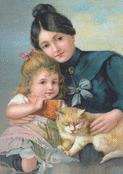 Tendresse maternelle avec chaton et enfant